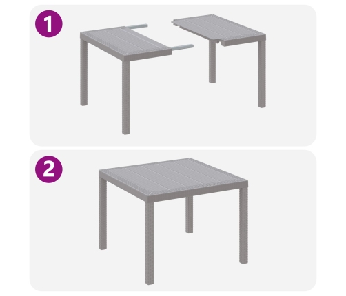 Juego de Comedor de Jardín de 3 Piezas con Cojines Gris Claro
