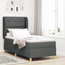 Colchón de Cama con Resortes Gris Oscuro 100x200 cm Tela
