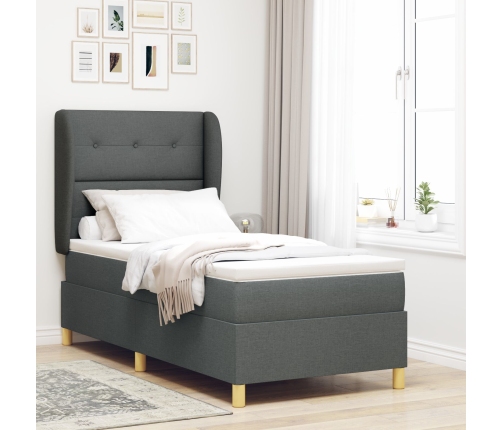 Colchón de Cama con Resortes Gris Oscuro 100x200 cm Tela