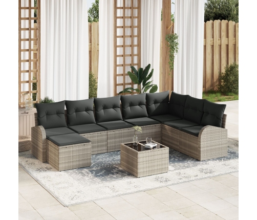 Conjunto de Sofá de Jardín  Conjunto de 9 Beige y Negro Ratan
