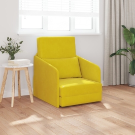 Sofá Cama  2-en-1 Amarillo 65x80x83 cm de Terciopelo
