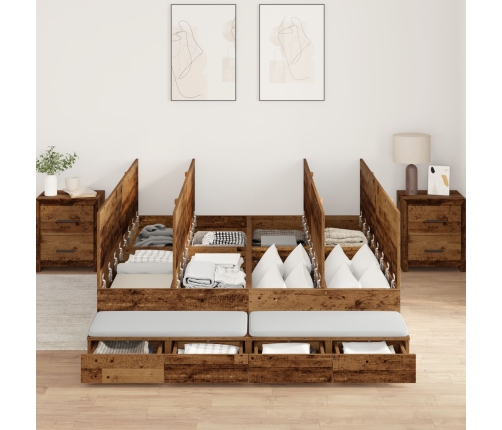 Cama  Madera Antigua Madera Maciza 140 x 190 cm
