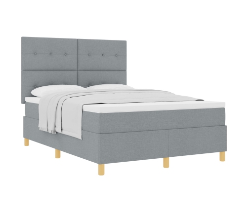 Cama Box Spring con Colchón Gris Claro 140x190 cm Tela