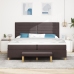 Cama Box Spring  con Colchón y Banco Marrón Oscuro 200x200 cm Tela