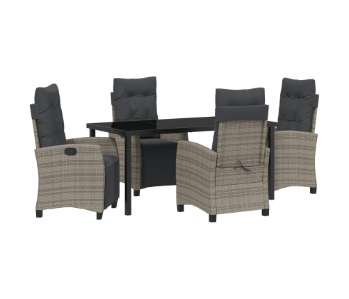 Conjunto de comedor de jardín de 5 piezas gris ratán poliéster