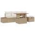Set de Sofás de Jardín de 6 Piezas con Cojines Beige Ratán Sintético