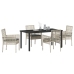Conjunto de Comedor de Jardín de 5 Piezas con Cojines Gris Claro Poliratán