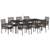 Set de Comedor de Jardín de 9 Piezas con Cojines Poliratán Marrón