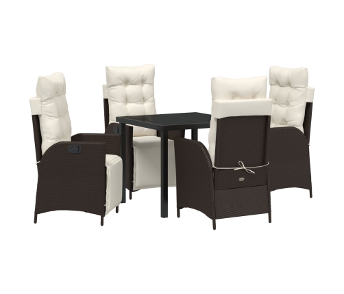 Set de Comedor de Jardín de 5 Piezas Rattan Poliéster Marrón