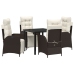 Set de Comedor de Jardín de 5 Piezas Rattan Poliéster Marrón