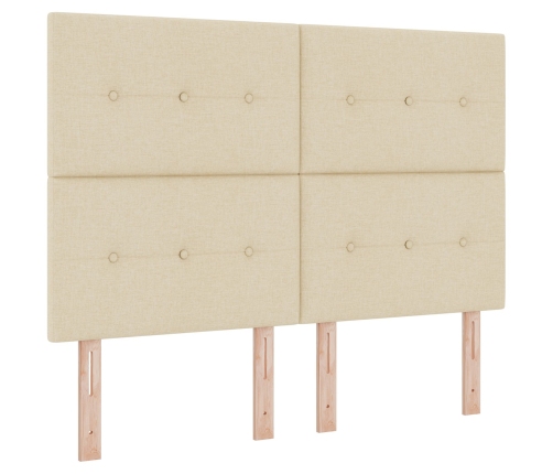 Cama Box Spring  con Colchón y Banco Crema 140x190 cm Tela