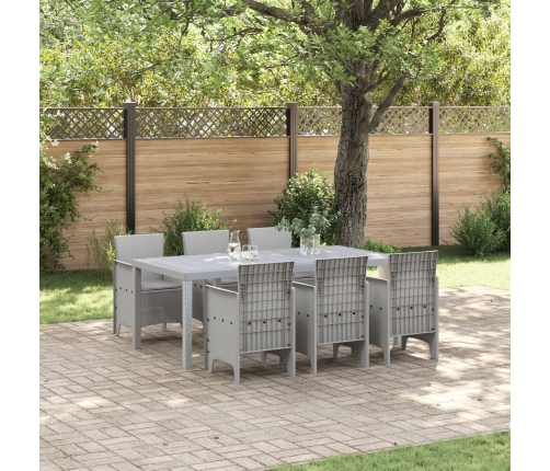 Conjunto de Comedor de Jardín de 7 Piezas  con Cojines Gris Claro de Ratan Sintético