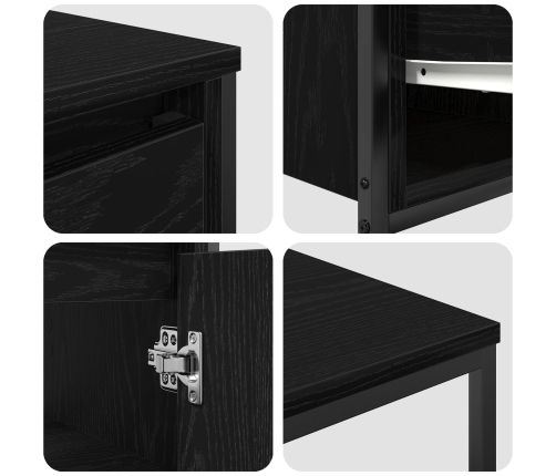 Juego de Muebles de Baño de 3 Piezas - Madera Ingenierizada en Negro Roble