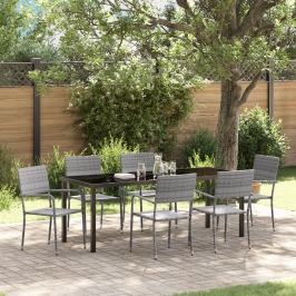 Conjunto de Comedor de Jardín  de 7 Piezas Gris de Poliratán