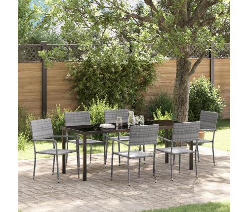 Conjunto de Comedor de Jardín  de 7 Piezas Gris de Poliratán