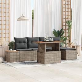 Conjunto de Sofá de Jardín  Conjunto de 6 Gris