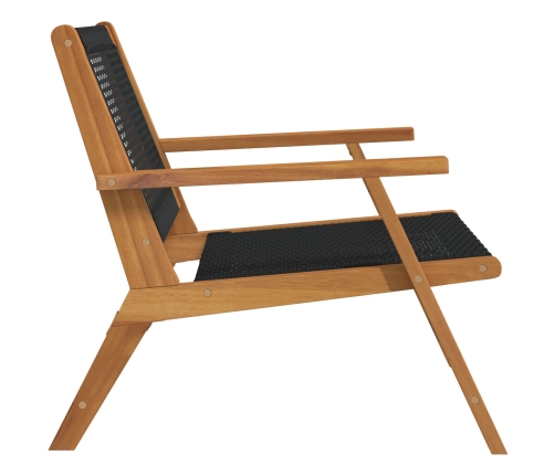 Sillas de Jardín  2 pcs Negros 76x67x73.5 cm Madera maciza de Acacia