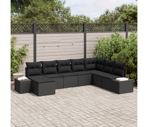 Conjunto de Sofá de Jardín  Conjunto de 8 Negro Poliratán