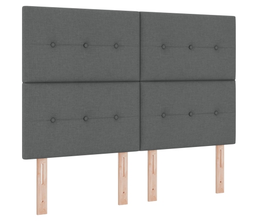 Cama con Somier  con Colchón y Banco Gris Oscuro 140x200 cm Tela