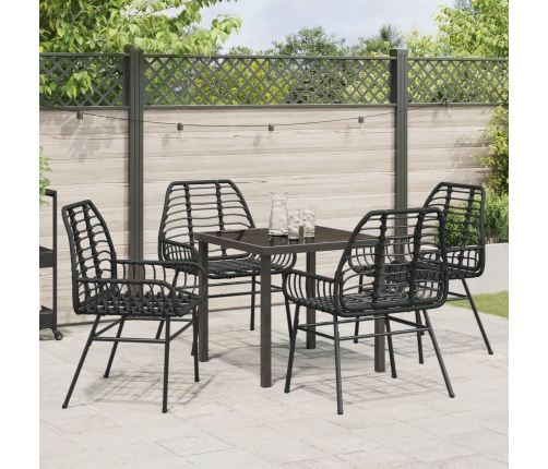 Conjunto de 5 Piezas de Comedor Jardín Negro Poliratán