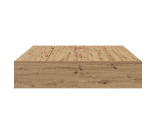 Cama con Almacenamiento Roble Artesanal Madera Elaborada Doble