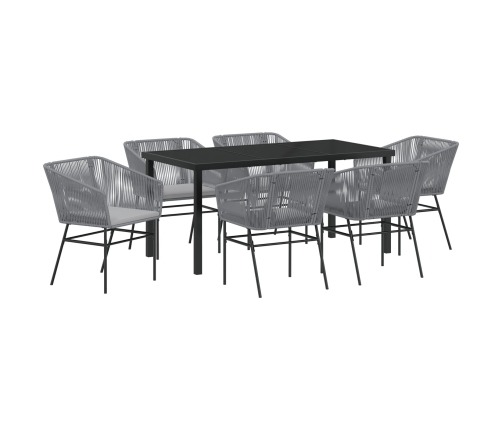 Set de Comedor de Jardín  de 2 Piezas con Cojines Gris Poliratán