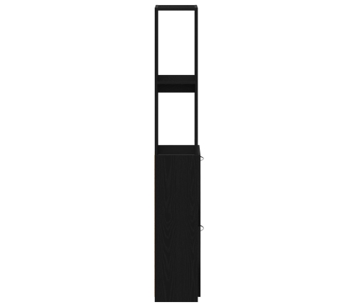 Armario de baño  Negro Roble 25x25x170 cm Madera de Ingeniera