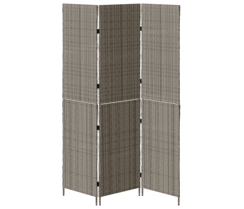 Divisor de habitación  3 paneles plegable gris 147x180 cm ratán polipropileno