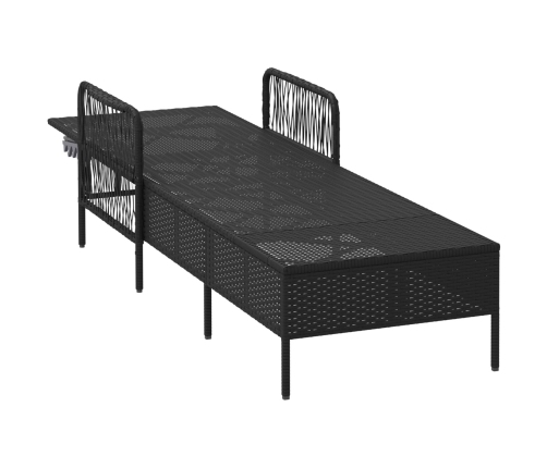 Tumbona  Negra y crema Ratán PE 157 x 55 x 92 cm