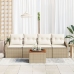 Conjunto de Sofás de 5 Piezas con Cojines Beige Poliratán Acacia