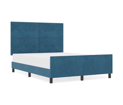 Estructura de Cama  Azul Oscuro 140x190 cm Terciopelo