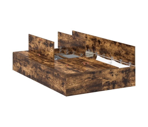 Estructura de Cama de Almacenamiento  Roble Ahumado 120x190 cm