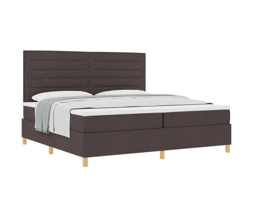 Cama con Box Spring  Marrón Oscuro 200x200 cm Tela