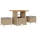 Conjunto de Comedor para Jardín de 3 Piezas con Cojines Beige de Ratán Polímero y Acacia
