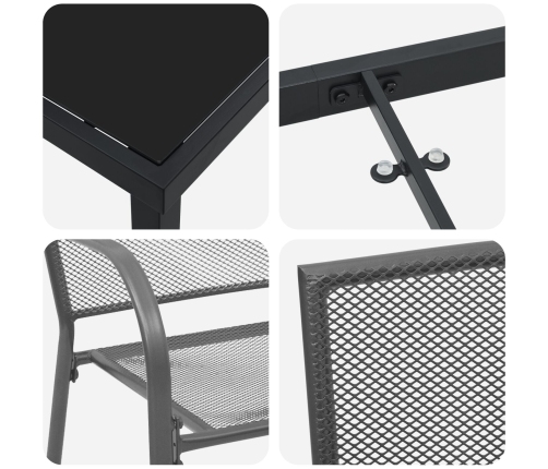 Set de comedor de jardín de 3 piezas  Acero Antracita