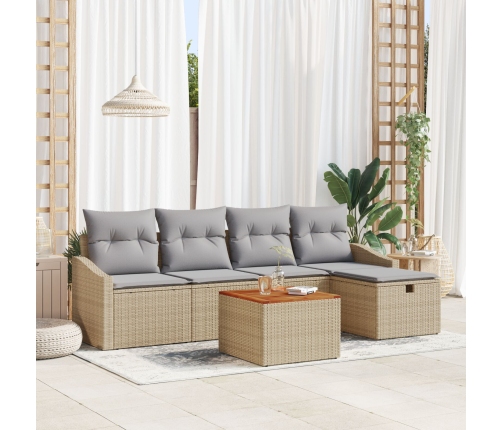 Conjunto de Sofás de Jardín  Set de 6 Gris, Beige Ratán, Tela