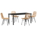 Conjunto de Comedor Jardín de 5 Piezas Marrón Ratán Poliéster
