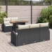 Conjunto de Comedor de Jardín  de 6 Piezas con Cojines Negro de Ratán de Polietileno Acacia