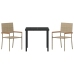 Juego de Comedor de Jardín de 3 Piezas Beige Poliratán