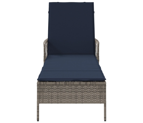 Tumbona de Sol Gris PE Rattan 157 x 55 x 92 cm Plegable