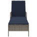 Tumbona de Sol Gris PE Rattan 157 x 55 x 92 cm Plegable