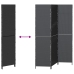 Biombo  de 3 paneles plegable negro 146x180 cm de poliratán