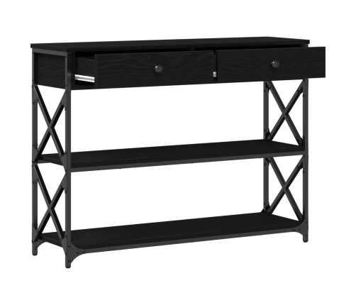 Mesa Consola  Negro Roble 100x28x75 cm Madera Elaborada y Acero