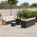 Juego de Sofás de Jardín de 11 Piezas con Cojines Negro Poliratán Acacia,  Sofá de Jardín de 2 Plazas con Cojines Negro Poliratán,  Juego de Comedor de Jardín de 3 Piezas con Cojines Negro Poliratán Acacia