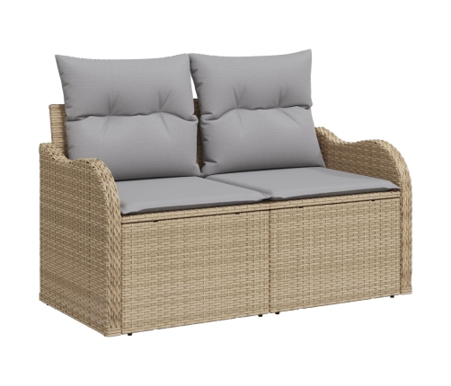 Juego de Sofá de Jardín  de 7 piezas con Cojines Beige Poliratán