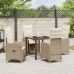 Set de Comedor de Jardín de 5 Piezas  con Almohadones Beige Poliratán
