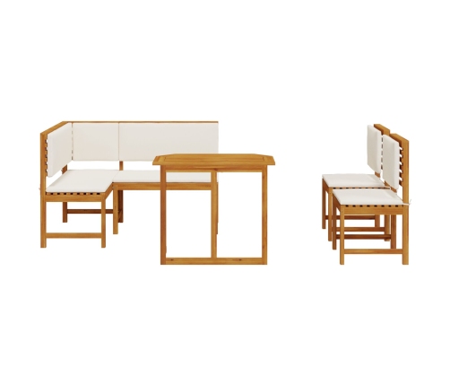 Conjunto de Comedor de Jardín de 4 Piezas  con Cojines - Madera Maciza de Acacia