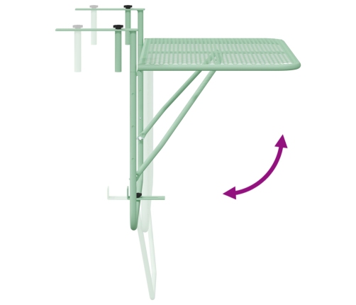 Mesa Colgante Plegable de Balcón - Verde Menta, 60x40 cm, Acero