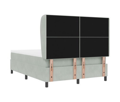 Cama con Base y Colchón Gris Claro 160x200 cm Terciopelo