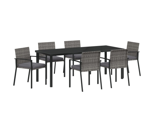 Juego de Comedor de Jardín de 7 Piezas Gris Poliratán
